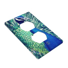 Moslion Peacock Wall Plates Switch Covers Blue Green Bird Peacock Feather Animal Duplex Outlet Cover Plug Plate For Home Decor Office Standard