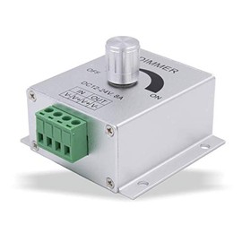 LED PWM Dimmer for LED Stripes DC12V-24V 8A Continuous Regulator 0-100% - Aluminium Housing | Silver