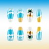 Summer Blue White Press on Nails Coffin Fake Nails Medium