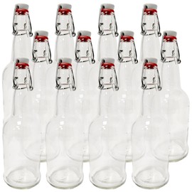 EZ Cap Bottles - 16 oz Clear Swing Top (Qty 12)