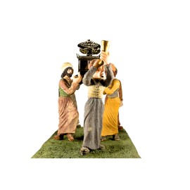 3 ARCHES USA , The Ark of The Covenant Model Being Carried from The Levites Priests, Table Top Hand Painted Resin Statue/Replica, Subject Levites Priests, Judaica Israel