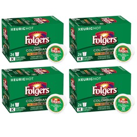 Folgers 100 Percent Colombian Decaffeinated Coffee single serve K-Cup pods for Keurig brewers, 96 Count