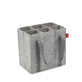 achilles Bottle Bag with Compartments, Also for 1.5 Litre Bottles, Felt Bottle Bag, 100% Recycled (Grey), Holds 6 bottles, Bottle bag