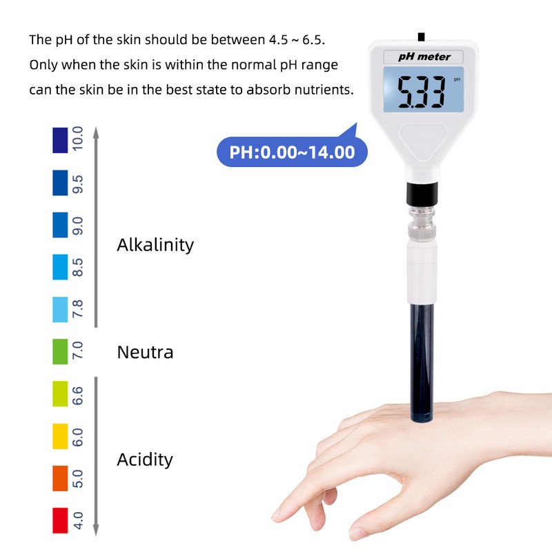 PH-98218 Skin PH Meter Acidimeter Tester Replaceable Probe LCD Display
