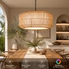Lovefindahome Large Handwoven Rattan Pendant Light, Boho Wicker Chandelier for