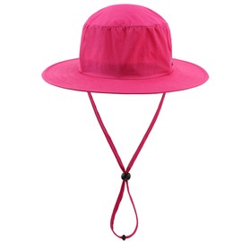 LLmoway Kids Wide Brim Breathable Adjustable Sun Hat for Girls Summer Outdoor Safari Sports Rose Red