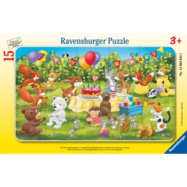 Ravensburger Children's Puzzle, 12004042, Animal Birthday Party, Frame Puzzle for Children from 3 Years, with 15 Pieces, Animal Puzzle