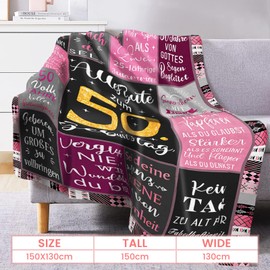 TTAWIFT 50 Gifts for Women, 50 Birthday Gift for Women, Cuddly Blanket Gifts for Mum, Gifts for 50th Birthday Wife, Birthday Blanket for Mother, Sister, Wife, Aunt