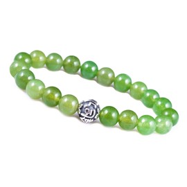 Unique Gems Chakra Buddha Aventurine Pearl Bracelet 925 Sterling Silver Mantra Silver Pearl 8 mm Protective Bracelet, Sterling Silver, Aventurine