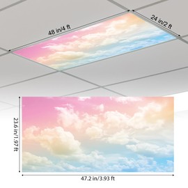 Outus 4 Pcs Fluorescent Light Cover Classroom Light Cover with 10 Magnets Light Filter Magnetic Ceiling Light Cover Panel 2 x 4 ft (23.62 x 47.24 in) Reduce Glare for Office School(Rainbow)