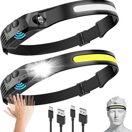 2025 Fashion 2 pack  waterproof  Headlamp Rechargeable with 230° Wide Beam,LED Light with Motion Sensor for Outdoor Fishing Camping. Modern - Color: 2 Pack basic headlight