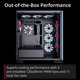 APNX C1-R Mid-Tower ATX High Airflow PC Case, 4x120mm Black Fans, 11 Fan Slots, 360mm Radiator Support, ASUS/MSI Back-Connect Motherboard Support, Tempered Glass Panel, Cable Management, Type-C, Black