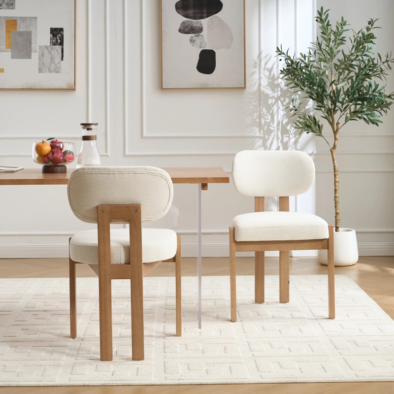 Elegant Farmhouse Accent Cane Solid Wood Leg Chenille Fabric Upholstered
