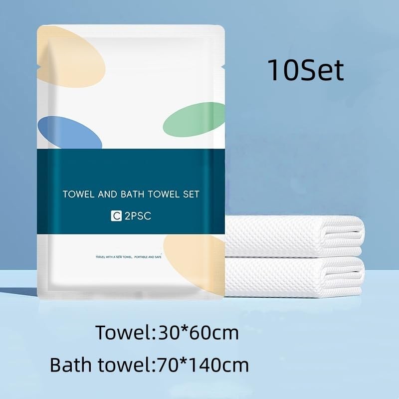 Effnny 10 Sets - Disposable Towel and Bath Towel Set,