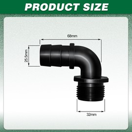 LONGRUNNEW Pond Hose Fittings Adapter 2 Packs 90 Degree Elbow Adapter 1" Hose ID x 1.2" NPT Male with 2 Clamps