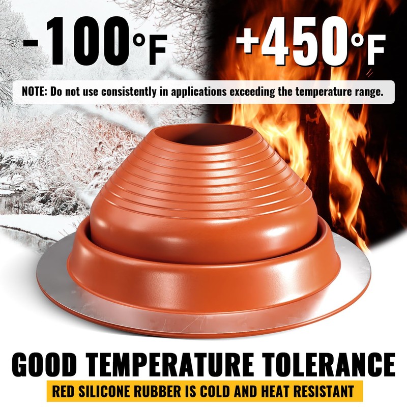 VIVIDA #6 Silicone Metal Roof Pipe Flashing Boot, High Temp