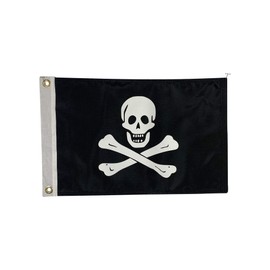 12x18" Jolly Roger Pirate Boat Flag - Double Sided All Weather Nylon & Reinforced Fly End Stitching - Proudly Made in the USA