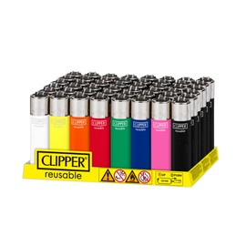 Clipper - Classic Large Reusable Lighter - Iconic Premium Refillable Lighters Bulk Pack - Replace Butane, Flint, and Spark Wheel for Unlimited Lights - 48 Pack - Assorted Solids