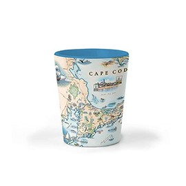 Xplorer Maps Cape Cod Map Ceramic Shot Glass, BPA-Free - For Office, Home, Gift, Party - Durable and holds 1.5 oz Liquid
