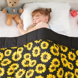 yescool Weighted Blanket 10 Pounds Twin Cooling Weighted Lap Blanket, Sunflower Heavy Blankets for Sleeping, Washable Weighted Throw Blanket for 80-110lbs, 48"x72"