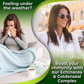 Echinacea Goldenseal Capsules - 10 in 1 Immune Support Supplement - 1455mg - Vegan Echinacea Capsules Supplement Made With Organic Whole Foods - Herbal Immune System Support - 2 Month Supply