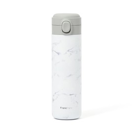 Francfranc One-Touch Stainless Steel Bottle, 16.2 fl oz (480 ml), Marble White, with Lock, Water Bottle, My Bottle, Slim, Present, Gift, Gift