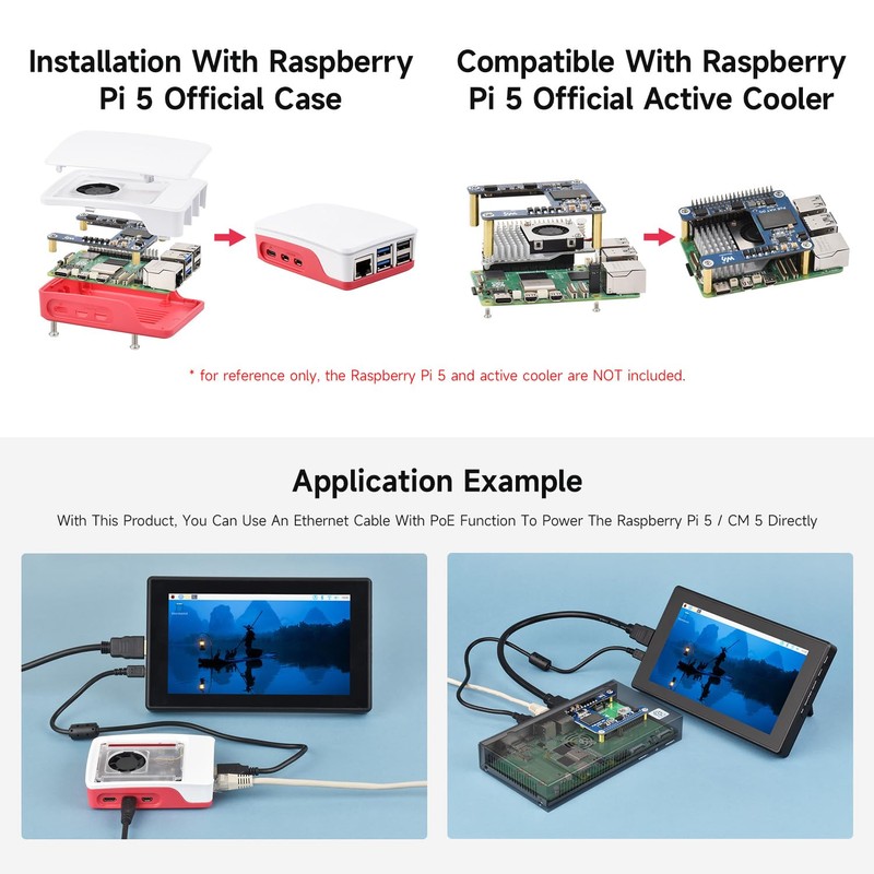 Waveshare Power Over Ethernet HAT (H), Compatible with Raspberry Pi