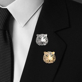 SOIMISS Tiger Head Brooch Pin Crystal Rhinestone Animal Badge Suit Snap Pins Clips Collar Lapel Pin Clothing Dress Corset for Men Women Gifts Golden, Zinc