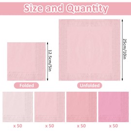 Whaline 200Pcs Pink Cocktail Napkins 5 Inch Disposable Paper Napkins 4 Colors Beverage Napkins for Home Party Table Decoration Supplies