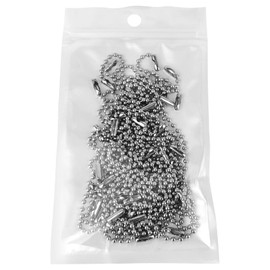 100Pcs 4 Inch Ball Beads Chain with Connectors，Bulk Metal Small Keychain for DIY Hanging Decoration & Craft Use & Dog Tag (100 Silver)
