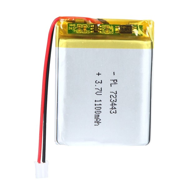 AKZYTUE 3.7V 1100mAh 723443 Lipo Battery Rechargeable Lithium Polymer ion Battery Pack with PH2.0mm JST Connector