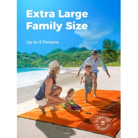 OCOOPA Beach Blanket, Sand-Free, Super Large, 220 x 210 cm, Sandproof, Waterproof, Soft, Comfortable, Durable Material, Wide Stripes, Lightweight, Compact for Picnic