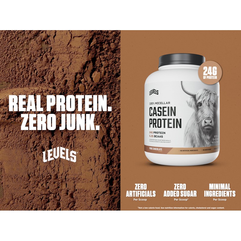 Levels 100% Micellar Casein Protein, Hormone Free, Chocolate, 4LB