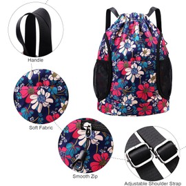 FAVORTALK Drawstring Backpack Large Capacity Drawstring Gym Sport Bag Waterproof String Backpack with Mesh Bag for Football Basketball Sport Gym Printing Swimming Bags for Women Men - SKD10823