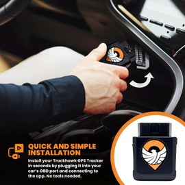 Trackhawk OBD GPS Tracker for Vehicles - Plug & Play 4G LTE Tracker for Cars, Trucks, SUVs, and Fleets - Live Tracking, Geofence Alerts, Speed Monitoring, Subscription Required