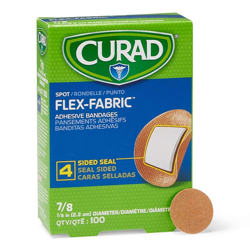 Curad Flex Fabric Spot Adhesive Bandages, Bandage Diameter is 7/8"