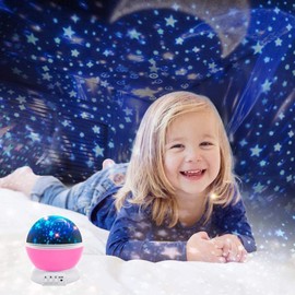 DAMIAN - Night Light Lamp LED Projector, Galaxy Moon Romantic Decoration Sky Star Rotating Lamp for Kid's Room and with USB Wire (Multicolor)