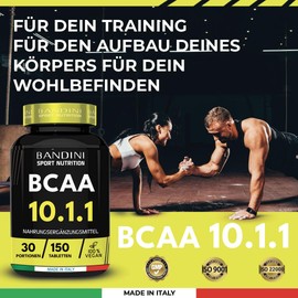 Bandini® BCAA Branched Chain Amino Acids in Ratio 10.1.1-150 Tablets - With Vitamins B1 & B6 | High Dose, Vegan, Laboratory Tested - Supplements for Muscle Building