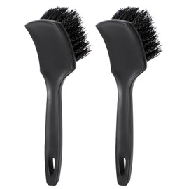 sdoot 2 Pack 8.3 Inches Car Wash Brush with Long Handle,Wheel Brush with 2.0 x 2.6 Inch Fibrous Hair,Car Detailing Brush Wheel Cleaner Brush Detailing Brush for Cars, Black