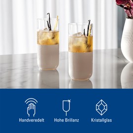 Villeroy & Boch - Manufacture Rock Blanc Long Drink Tumbler Set, 4 pcs. Set of Drinking Glasses for Cocktails and mocktails, 300 ml, Crystal Glass, matt White Slate Look