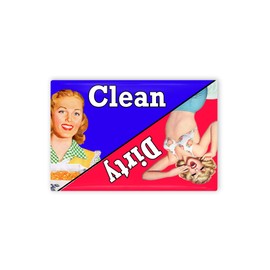 Retro Housewife Clean Dirty Red and Blue Dishwasher Magnet