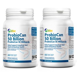 ALLBE ProbioCan 50 Billion CFU, 11 Strains of Gut Health Probiotics for Women & Men, 2 Packs of 60 Servings with Lactobacillus Gasseri Probiotic, Serving Size: 1 Capsule (120 Days Supply)