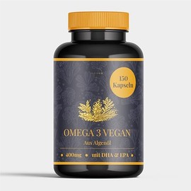 Omega 3 Vegan Algae Oil – 150 Softgel Capsules – 2000 mg per Daily Dose with 800 mg DHA & 400 mg EPA – High Strength Omega-3 for Vegans – Plant-Based Alternative to Fish Oil