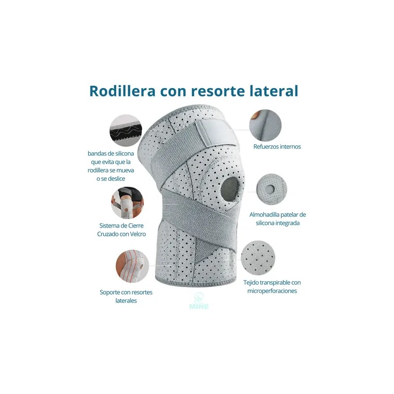 Rodillera Ajustable Con Soporte Lateral Gris #36070497 Gris Unica