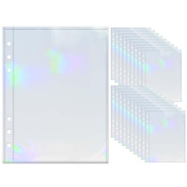 A5 Photocard Sleeves 20pcs Sheet Protectors 5.2'' x 7.5'' 1 Pocket Picture Card Insets Laser Clear PP Photo Album Refill Pages for 6 Ring Binder (Laser, A5-1Pocket)