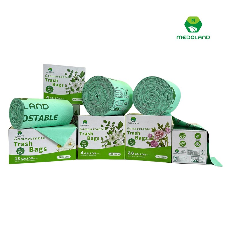 BPI Certified Compostable Trash Bags 2.6 Gallon (150Count) - 2X