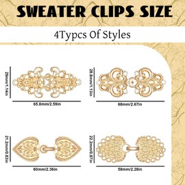 Cardigan Clip, Pack of 4 Vintage Cardigan Clips, Dresses Clip, Clips for Clothing, Chain Creative Scarf Clips, Women's Jumper Clips, Metal
