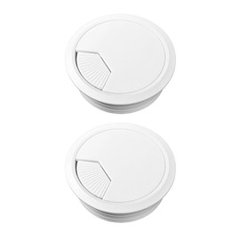 2 Pcs Desk Grommet,60mm White Dust Resistance Thick Plastic Desks Cable Hole Cover,Easy Installation Firm Detachable Round Desk Cable Grommet,Cables Grommets for Home Office Tidy Wire.(White)