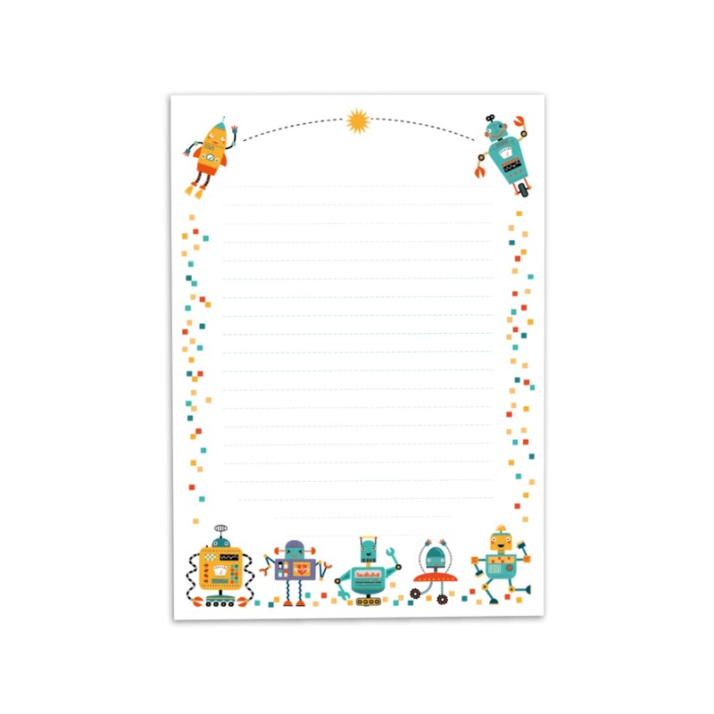 Letter Pad with Envelope for Kids Robot Writing Paper Set