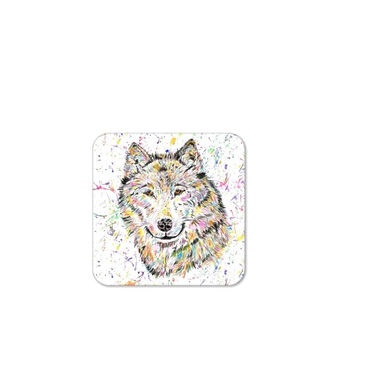 Coaster Wolf Wildlife animal Coasters Watercolour Art Gift Work Office